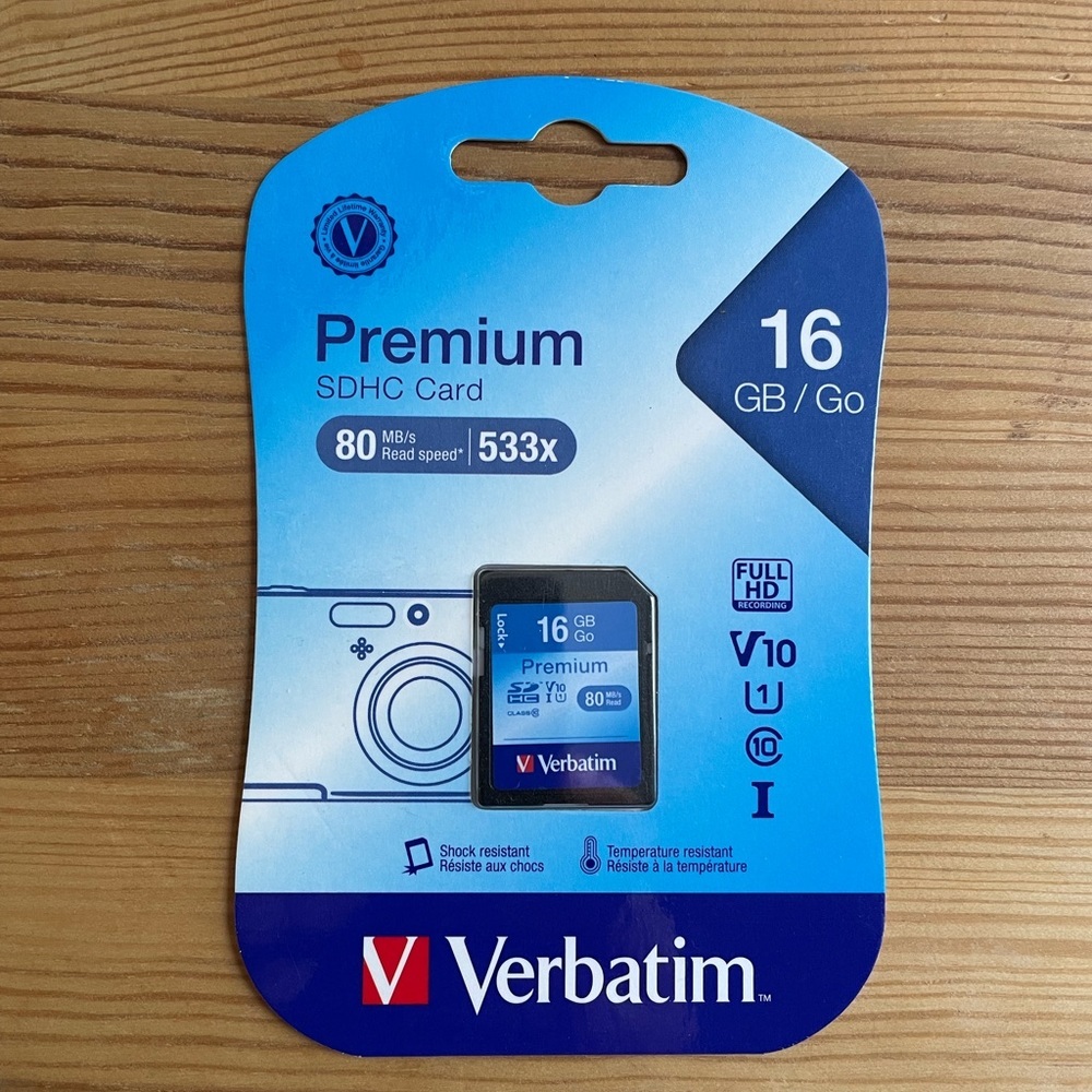 Verbatim 96808 Premium Sdhc Memory Card, Class 10, 16Gb, New